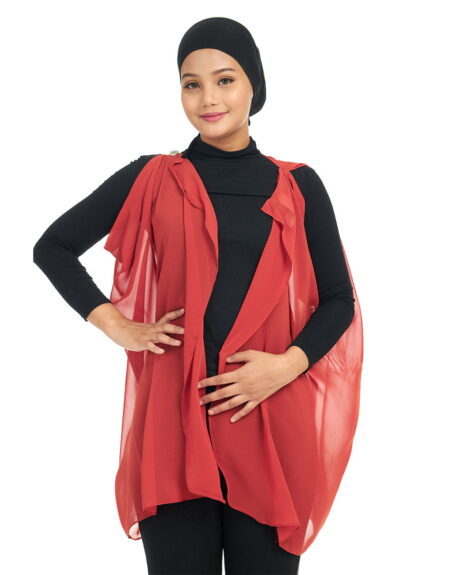 Scarf Cardigan Red Scarlet